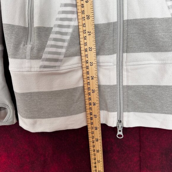 LULULEMON ATHLETICA WOMENS STRIDE HIGH NECK JACKET WHITE GRAY STRIPES, 6 - Picture 14 of 16